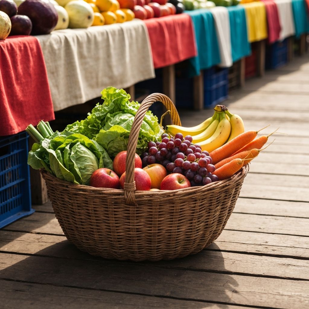 Einkaufskorb mit frischen Lebensmitteln