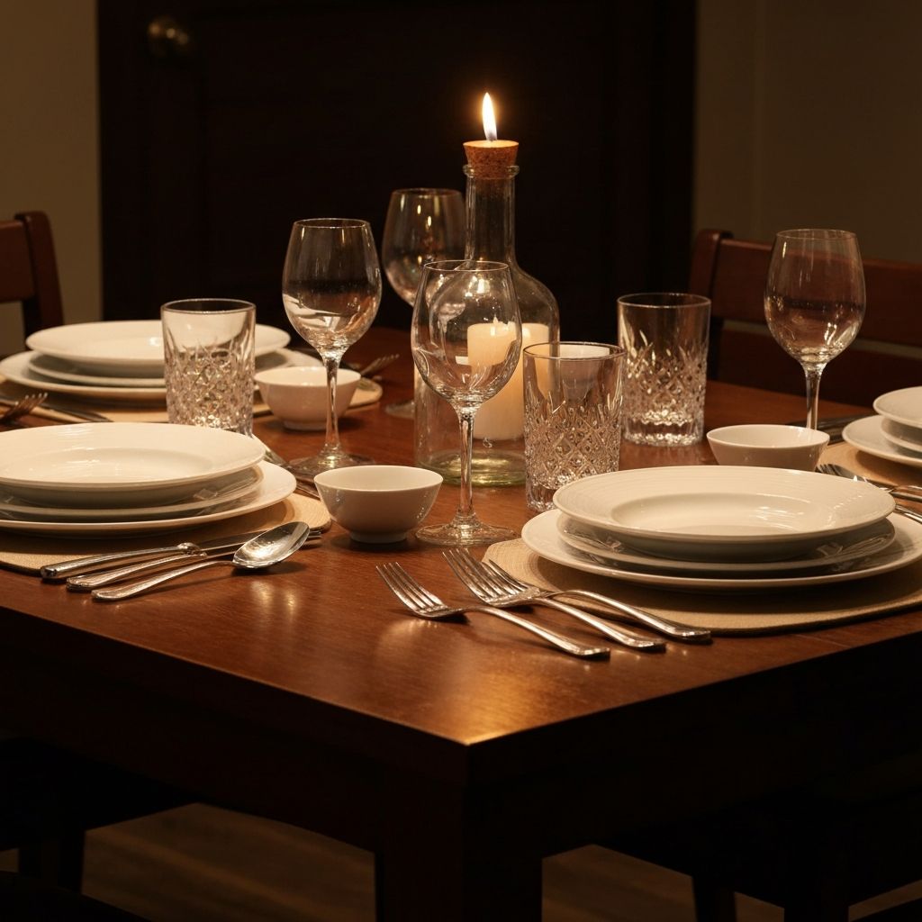 Gedeckter Tisch für mehrere Personen